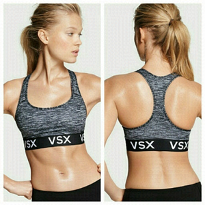 VSX Gray black sports bra size small